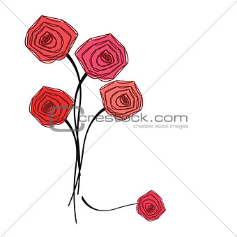 Bouquet of red roses on white background. 