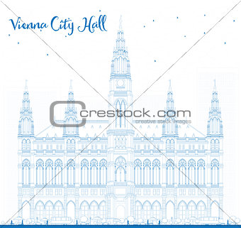 Outline Vienna City Hall in blue color.