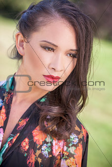 Beautiful Chinese Asian Eurasian Girl Woman Outside