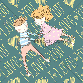 Vector Seamless Card With Couple 03 [Converted]