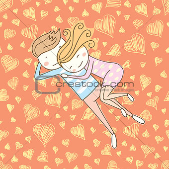 Vector Seamless Card With Couple 06 [Converted]
