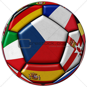 Soccer ball with flag of Czech in the center