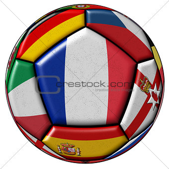 Soccer ball with flags - flag of France in the center
