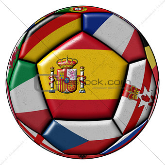 Soccer ball with flags - flag of Spain in the center