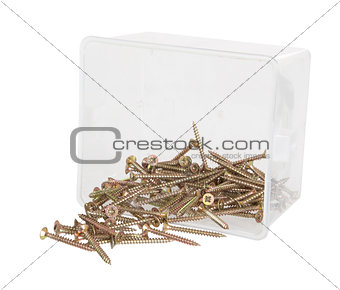 Brass cross screws in a plastic box