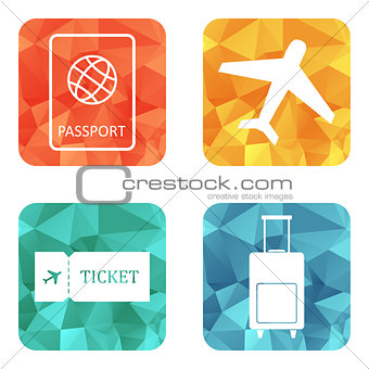 Travel icons flat vector