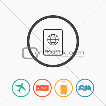 Travel icons flat vector