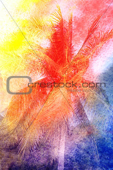 watercolor retro palm