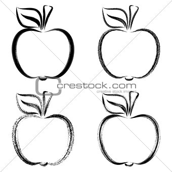 Black vector brush strokes apples