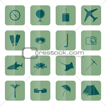 Tourism icons, vector.