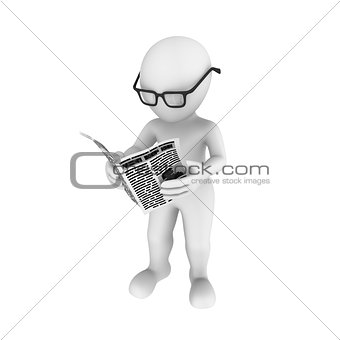3d human with newspaper