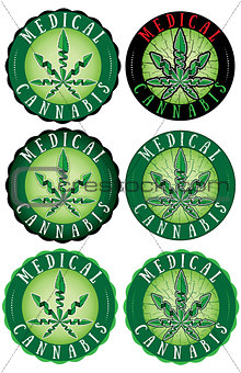 Medical cannabis leaf design green stamps