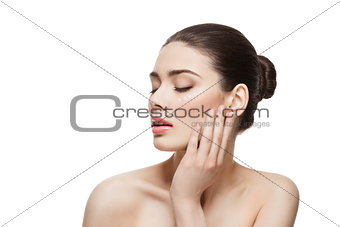 Girl with cream dots on face