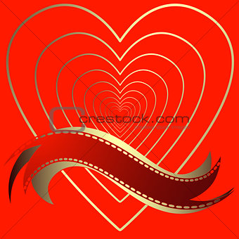 Image of heart on a red background 
