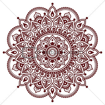 Mehndi, Indian Henna brown tattoo pattern or background