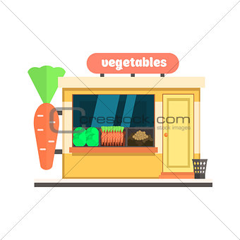 Vegetables Shop Front. Vector Illustration