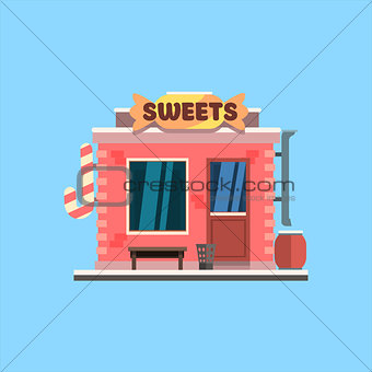 Candy Shop Front. Vector Illustration