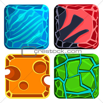 Different Materials and Textures for Game. Gems Vector Set