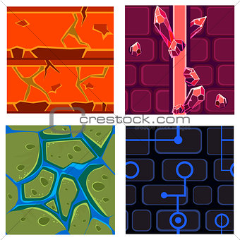 Textures for Platformers Icons Vector Set Games