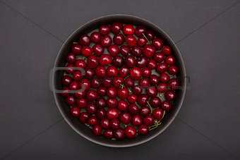Top view of red cherries 