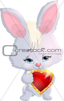 cute bunny holding a heart