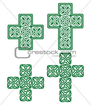 Celtic cross - set of traditional green designs from Ireland