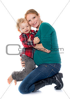 little boy and mother