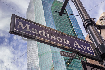 Street sign of Madison avenue in New York City