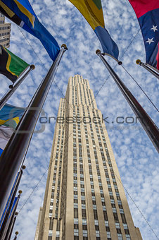 National flags at Rockefeller center in New York