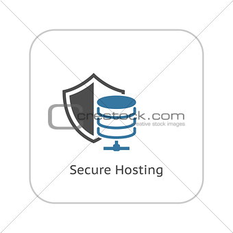 Secure Hosting Icon. Flat Design.