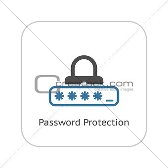 Password Protection Icon. Flat Design.