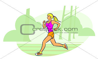 Girl running in park
