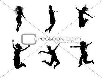 Six jumping teenagers