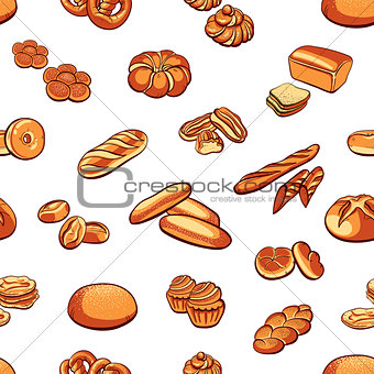 Bread And Buns Seamless Pattern