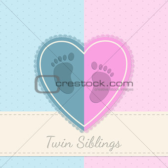 Blue pink baby shower twin siblings invitation 