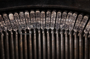 Types of vintage typewriter close-up