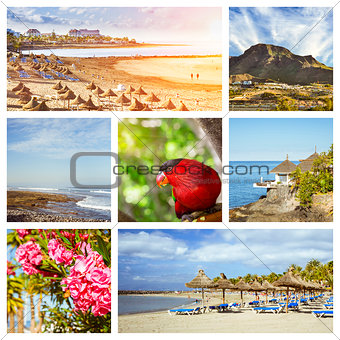 Tenerife Collage, Sunny beach travel vacation
