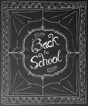 Back to school chalk lettering on black background. 