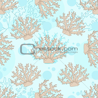 Vector seamless pattern with beige coral