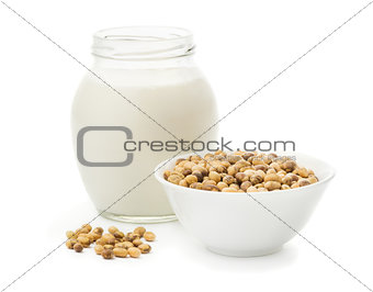 Soy milk in a glass jar