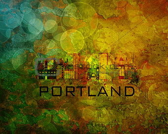 Portland City Skyline on Grunge Background Illustration