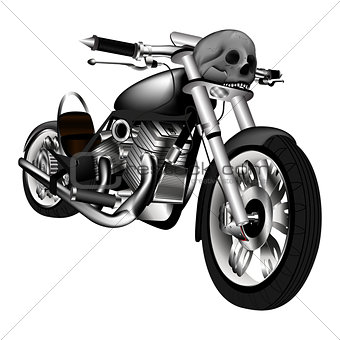 chopper motorbike with a skull