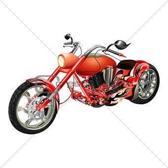 red motorbike, chopper isolated objects