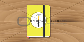 manual user guide book yellow hammer icon flat