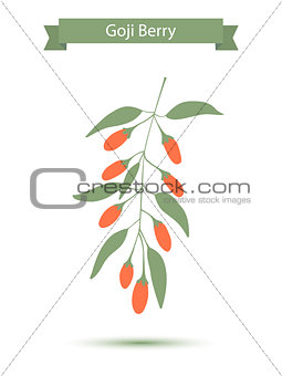 Goji berries on a branch. Vector illustration. Silhouette