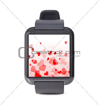 modern smart watch with hearts