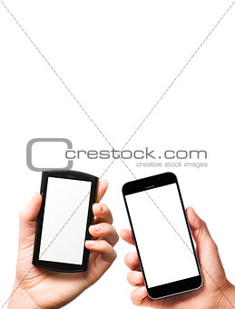 modern smartphones in hands