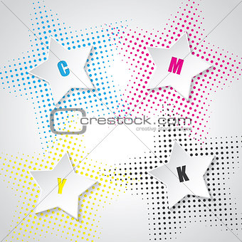 Abstract cmyk background with 3d stars