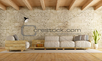 Modern living room wth pallet sofa