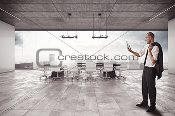 Businessman organizes a meeting